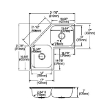 Elkay® DE217323 Corner Sink, Dayton®, Corner Shape, 3 Faucet Holes, 31-7/8 in W x 31-7/8 in D x 7 in H, Corner Mount, Stainless Steel, Elite Satin