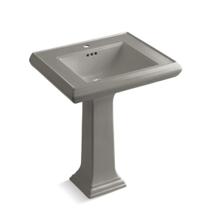 Memoirs® Bathroom Sink Basin With Overflow, Rectangular, 27 in W x 22 in D x 35 in H, Pedestal Mount, Fireclay, Cashmere
