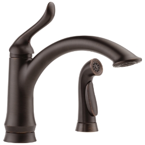 DELTA® 4453-RB-DST Linden® Kitchen Faucet, 1.8 gpm Flow Rate, 8 in Center, Swivel Spout, Venetian Bronze, 1 Handle