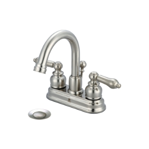 Pioneer 3BR300-BN Brentwood Lavatory Faucet, PVD Brushed Nickel, 2 Handles, Brass Pop-Up Drain, 1.2 gpm Flow Rate