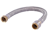 Sharkbite® U3088FLEX18LF Flexible Braided Water Heater Connector, 3/4 in, FNPT x SB, 18 in L, 200 psi, Stainless Steel