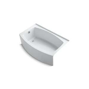 Kohler® 1100-LA-0 Bathtub With Integral Flange, Expanse®, Soaking Hydrotherapy, Curved Shape, 60 in L x 38 in W, Left Drain, White