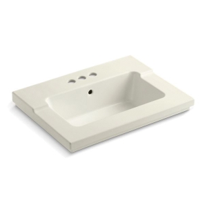 Kohler® 2979-4-96 Tresham® Bathroom Sink With Overflow Drain, Rectangular Shape, 2 in Faucet Hole Spacing, 25-7/16 in W x 19-1/16 in D x 7-7/8 in H, ITB/Vanity Top Mount, Vitreous China, Biscuit