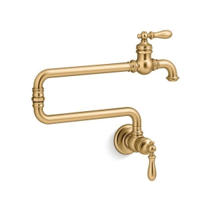 Kohler® 99270-2MB K-99270 Artifacts® Pot Filler Faucet, 3.2 gpm Flow Rate, 360 deg Articulating Swing/Extended Spout, Vibrant® Brushed Moderne Brass, 1 Handle