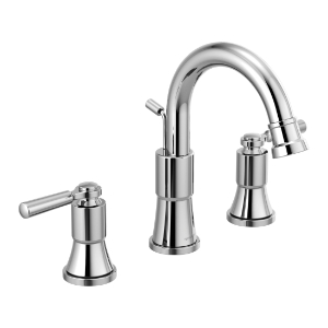 Peerless® P3523LF Westchester™ Widespread Bathroom Faucet With Plated Flange and Stopper, 1 gpm Flow Rate, 4-5/8 in H Spout, 6 to 16 in Center, Polished Chrome, 2 Handles, Pop-Up Drain