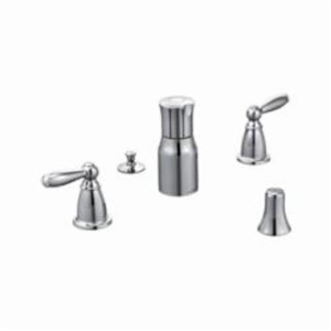 Moen® T5225 Brantford™ Widespread Bidet Faucet, 2.5 gpm Flow Rate, 8 to 16 in Center, Polished Chrome, 2 Handles, Pop-Up Drain