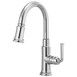 Brizo® 63974LF-PC Rook® Pull-Down Kitchen Prep Faucet, 1.8 gpm, Polished Chrome, 1 Handle, 1 Faucet Hole, Spray/Aerated Stream Function