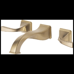 Brizo® 65830LF-GL Virage® Lavatory Faucet, 1.5 gpm Flow Rate, 8 in Center, Luxe Gold, 2 Handles, Metal Pop-Up Drain, Function: Traditional