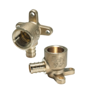 dahl DE-050-B 1/2 in PEX Crimp x 1/2 FIP Brass Drop Ear 90 Degree Elbow