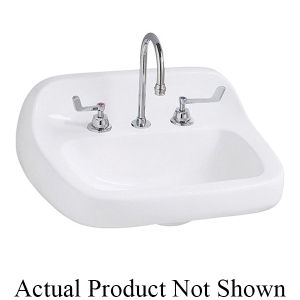 Mansfield® 2018HBNS-4 BIS Grand Isle Lavatory With Consealed Front Overflow, 4 in Faucet Hole Spacing, 22 in W x 18-1/8 in D x 12 in H, Wall Mount, Vitreous China, Biscuit