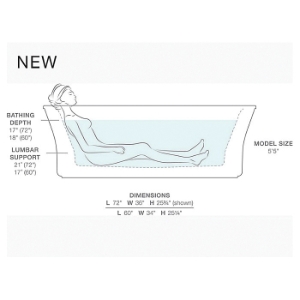 Kohler® 1959-GH-0 Stargaze® Heated Air Bath With Fluted Shroud, BubbleMassage™, Rectangle Shape, 72 in L x 36-1/16 in W, Center Drain, White