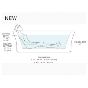 Kohler® 1959-GH-0 Stargaze® Heated Air Bath with Fluted Shroud, BubbleMassage™, Rectangle Shape, 72 in L x 36-1/16 in W, Center Drain, White