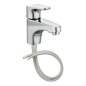 CFG 46102 Lavatory Faucet With 50/50 Pop-Up Waste Assembly, Edgestone™, Residential, 1.2 gpm Flow Rate, 4-1/16 in H Spout, 1 Handle, Spring Loaded Pop-Up Drain, 3 Faucet Holes, Polished Chrome, Function: Traditional