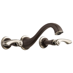 Brizo® 65885LF-PNCOLHP Charlotte® Lavatory Faucet, 1.5 gpm Flow Rate, 8 in Center, Cocoa Bronze/Polished Nickel, Grid Strainer Drain, Traditional