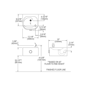 Elkay® EDFP210C Soft Sides® Non-Filtered Drinking Fountain, Push Button Operation, Non-Refrigerated Chilling, 3/8 in OD Tubing Connection