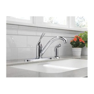 DELTA® 4153-DST Linden™ Kitchen Faucet, Commercial, 1.5 gpm Flow Rate, 360 deg High-Arc Spout, Polished Chrome, 1 Handle, 1/3 Faucet Holes