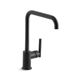 Kohler® 7507-BL Purist® Kitchen Sink Faucet, 1.8 gpm Flow Rate, High-Arc Swivel Spout, Matte Black, 1 Handle