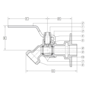 LEGEND 107-474 T-541FLG Ball Valve Flanged Sillcock, 1/2 x 3/4 in Nominal, C x Male Garden Hose Thread End Style, Brass Body, Lever Handle Actuator