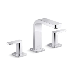 Kohler® 23484-4-CP Parallel® Widespread Bathroom Sink Faucet, 1.2 gpm, 5-1/4 in H Spout, 8 to 16 in Center, Polished Chrome, 2 Handles, Touch-Activated Drain