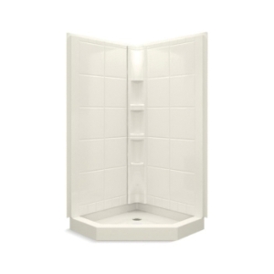 Sterling® 72040100-96 Neo-Angle Tile Shower, Intrigue®, 40-1/4 in L x 40-1/4 in W x 80-1/4 in H, Solid Vikrell®, Kohler® Biscuit
