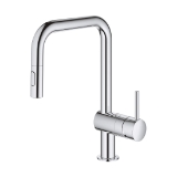 GROHE 32319003 Minta® Pull-Down Kitchen Faucet, Residential, 1.75 gpm Flow Rate, Swivel Spout, Polished Chrome, 1 Handle, 1 Faucet Hole