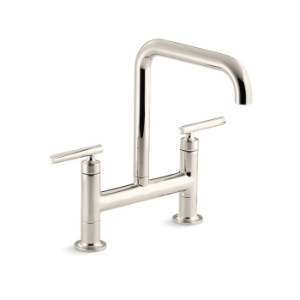 Kohler® 7547-4-SN Purist® Kitchen Sink Faucet, 1.8 gpm Flow Rate, Swivel Spout, Vibrant® Polished Nickel, 2 Handles