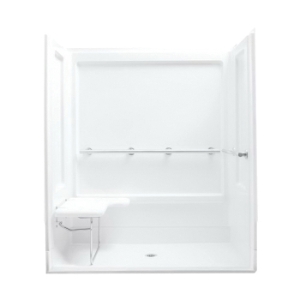 Sterling® 62070125-0 3-Piece Shower Module, 63-1/2 in L x 40-5/8 in W x 73-1/4 in H, Solid Vikrell®, White