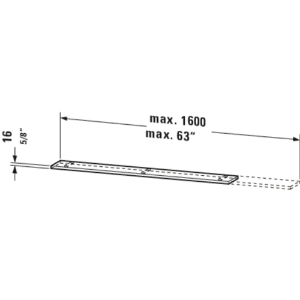 DURAVIT XL791207171 X-Large Rectangular Shelf With Locking Pin, 23-5/8 in OAL x 6-3/8 in OAD x 3/4 in OAH