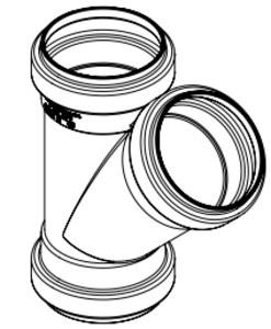 ROYAL G304 G Series Wye, Fitting/Connector: Wye, 4 in Nominal, Gasket Joint End Style, SDR 35, PVC
