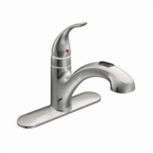 Moen® 67315C Kitchen Faucet, Integra®, 1.5 gpm Flow Rate, 120 deg Spout, Polished Chrome, 1 Handle, 1/3 Faucet Holes