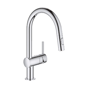 GROHE 31378003 Minta® Pull-Down Kitchen Faucet, Residential, 1.75 gpm, Swivel Spout, Polished Chrome, 1 Handle, 1 Faucet Hole
