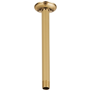 Brizo® RP48986PG Shower Arm and Flange, 10 in L, Solid Brass Arm, 1/2 in NPT Both Ends, Ceiling Mount, Polished Gold