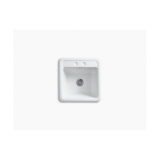 Kohler® 19022-2-0 Park Falls™ Utility Sink, White, Rectangular Shape, 17-1/2 in L x 15-3/16 in W x 12-1/2 in D Bowl, 2 Faucet Holes, 21 in L x 22 in W x 13-5/8 in H, Top/Under Mount, Enameled Cast Iron