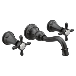 Moen® TS42112BL Bathroom Faucet, Weymouth™, 1.2 gpm Flow Rate, 8 to 16 in Center, Matte Black, 2 Handles
