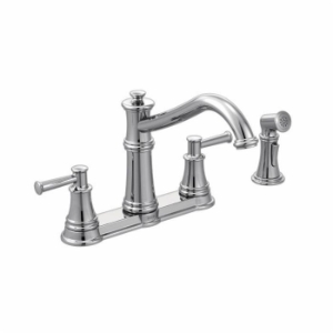 Moen® 7255C Belfield™ Kitchen Faucet, 1.5 gpm Flow Rate, 8 in Center, Fixed Spout, Polished Chrome, 2 Handles