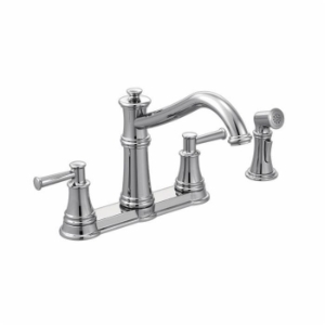 Moen® 7255C Belfield™ Kitchen Faucet, 1.5 gpm Flow Rate, 8 in Center, Fixed Spout, Chrome, 2 Handles