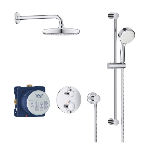 GROHE 34745000 Grohtherm® Shower Set with Tempesta® 210 Shower Head, 1.75 gpm, 59 in L Hose, Polished Chrome