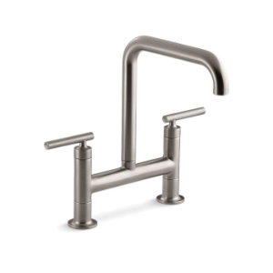Kohler® 7547-4-VS Purist® Two-Hole Bridge Kitchen Sink Faucet, Vibrant Stainless