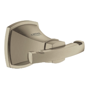 GROHE 40631EN0 Grandera® Robe Hook, 2-5/16 in L x 1-3/4 in H, 2 Hooks, StarLight® Brushed Nickel