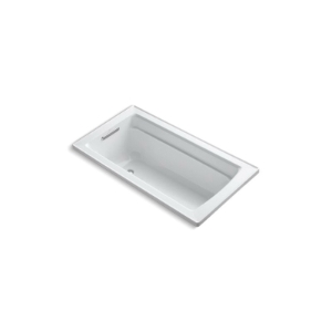 Kohler® 1123-0 Archer® Bathtub with Reversible Drain, Archer®, Soaking, Rectangle Shape, 60 in L x 32 in W, End Drain, White