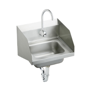 Elkay® CHS1716LRSSACMC Lead Free Scrub/Handwash Sink Package, Rectangle Shape, 16-3/4 in W x 15-1/2 in D x 6 in H, Wall Mount, 304 Stainless Steel, Buffed Satin