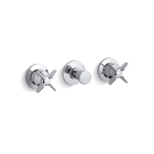 Kohler® T7751-3-CP Triton® Wall-Mount Valve Trim With Push Button Diverter and Cross Handles, Requires Valve, Polished Chrome