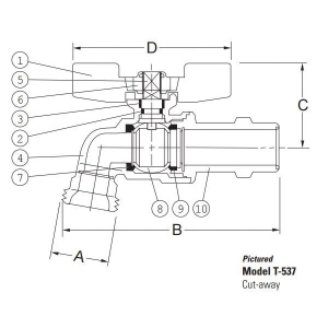 LEGEND 107-168 T-537 Ball Valve Hose Bibb, 3/4 in Nominal, MNPT/C End Style, Brass Body, T-Handle Actuator