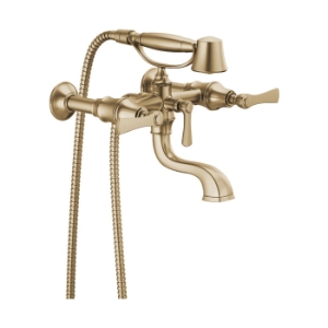 Brizo® T70360-GL Tub Filler Trim Kit, Rook®, 2 gpm Flow Rate, Luxe Gold, 2 Handles