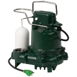 Zoeller® 53-0001 Mighty-Mate M53 Automatic Effluent/Dewatering Submersible Pump, 43 gpm Flow Rate, 1-1/2 in Outlet, 1 ph, 3/10 hp, Cast Iron, LED Cord, 9ft Cord