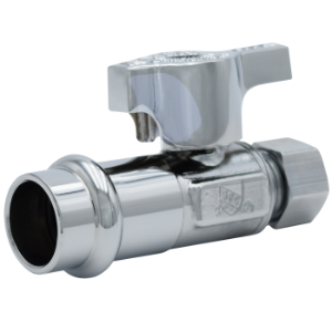 LEGEND® 114-914PNL P-595NL Straight Stop Valve, 1/2 x 1/4 in Nominal, Press x OD End Style, 125 psi Pressure, Brass Body