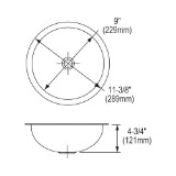 Elkay® ELUH9 Asana™ Bathroom Sink, Circular, 11-3/8 in W x 11-3/8 in D x 4-3/4 in H, Under Mount, Stainless Steel, Lustertone