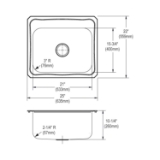 Elkay® DCR2522103 Pursuit™ Laundry Sink, Rectangle Shape, 25 in W x 10-1/4 in D x 22 in H, Top Mount, Stainless Steel, Brushed Satin