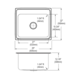 Elkay® PLA2522123 Pursuit™ Laundry Sink, Rectangle Shape, 22 in W x 12-1/8 in D x 25 in H, Top Mount, Stainless Steel, Lustertone