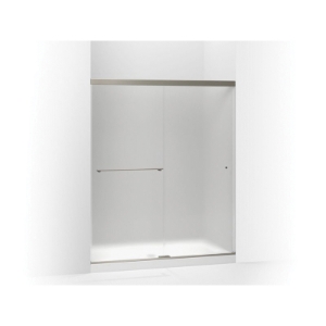 Kohler® 707206-D3-BNK Revel™ Sliding Shower Door, Frameless Frame, Frosted Tempered Glass, Anodized Brushed Nickel, 5/16 in THK Glass, 73-1/16 in H Opening, 56-5/8 to 59-5/8 in W Opening
